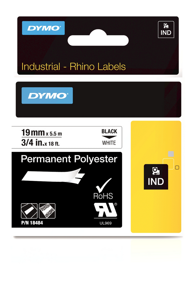 Лента за етикетни принтери Dymo Ribbon Rhino Industrial Polyester / 18484 - Black on White XL - PN 18484