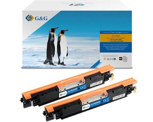 КОМПЛЕКТ 2 УНИВЕРСАЛНИ КАСЕТИ ЗА HP Color Laserjet CP1025/1025NW/ /126A/ / CANON CRG-729BK (CRG729BK) - Black - twin pack - CE310A - PN NT-CH310BK2P - G&G