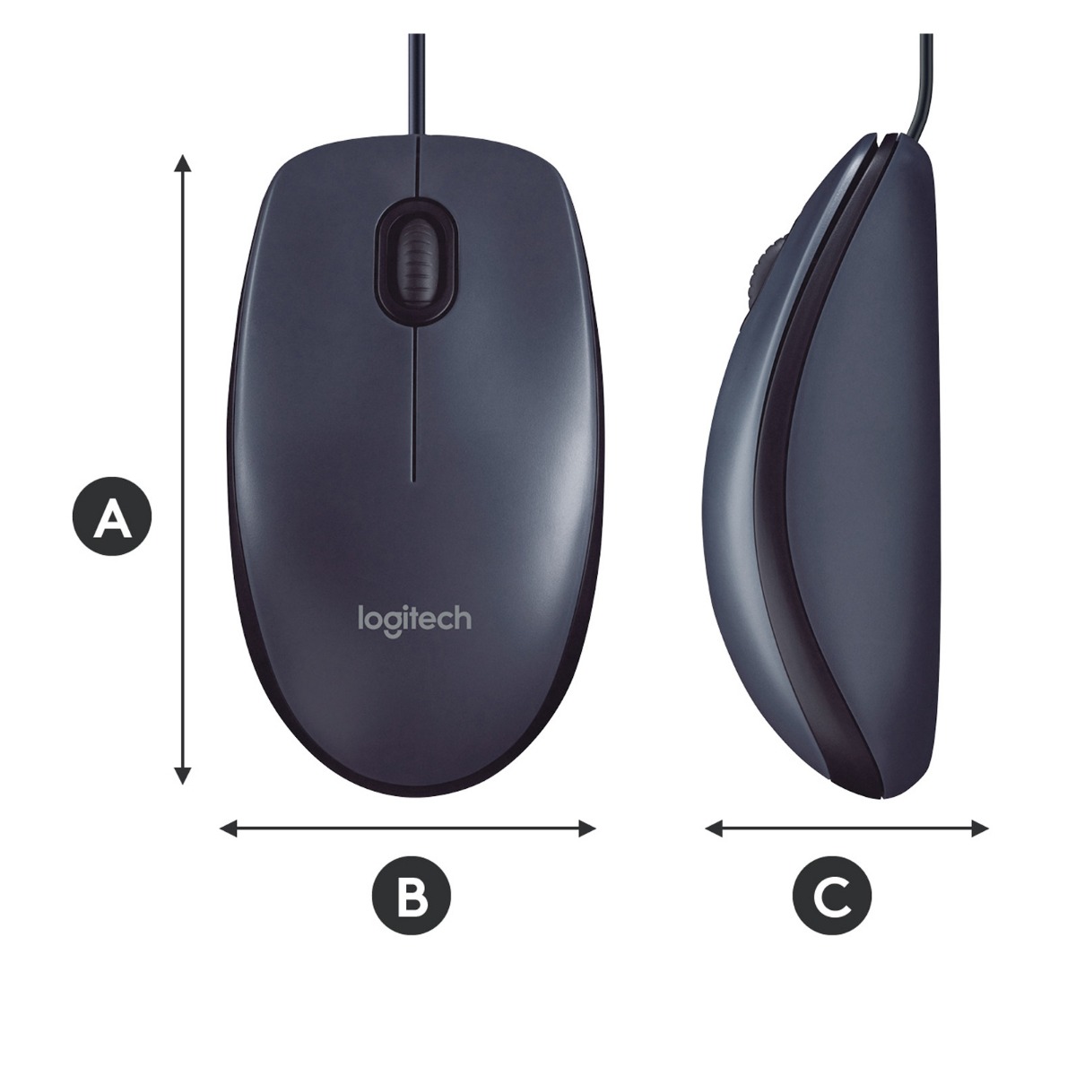 МИШКА LOGITECH B100 - Optical USB Mouse for Business, USB Type-A - Жична - Black - PN 910-003357
