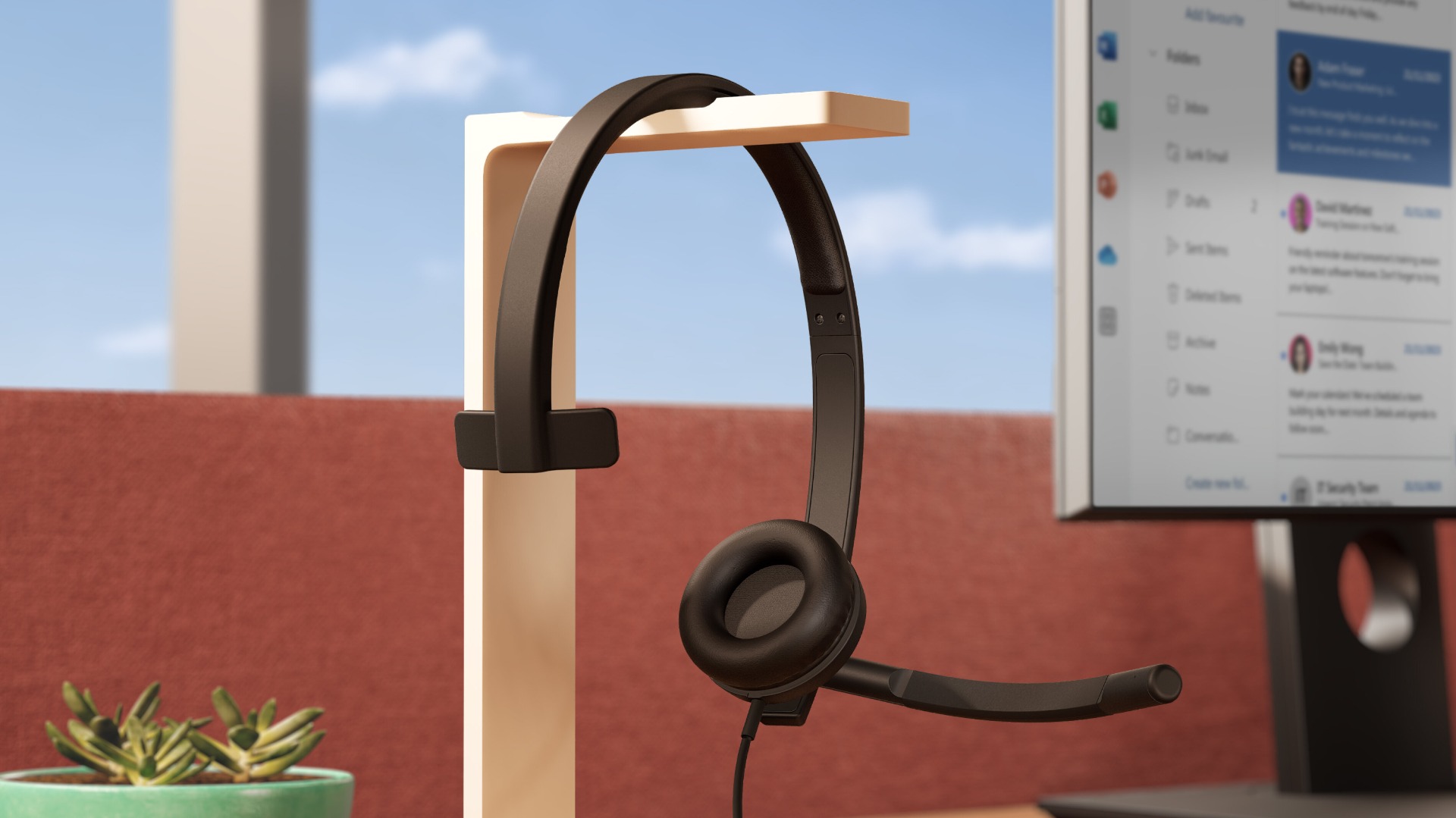 Слушалки Logitech Headset H570e Mono MS USB-A / 981-001426 Black - PN 981-001426