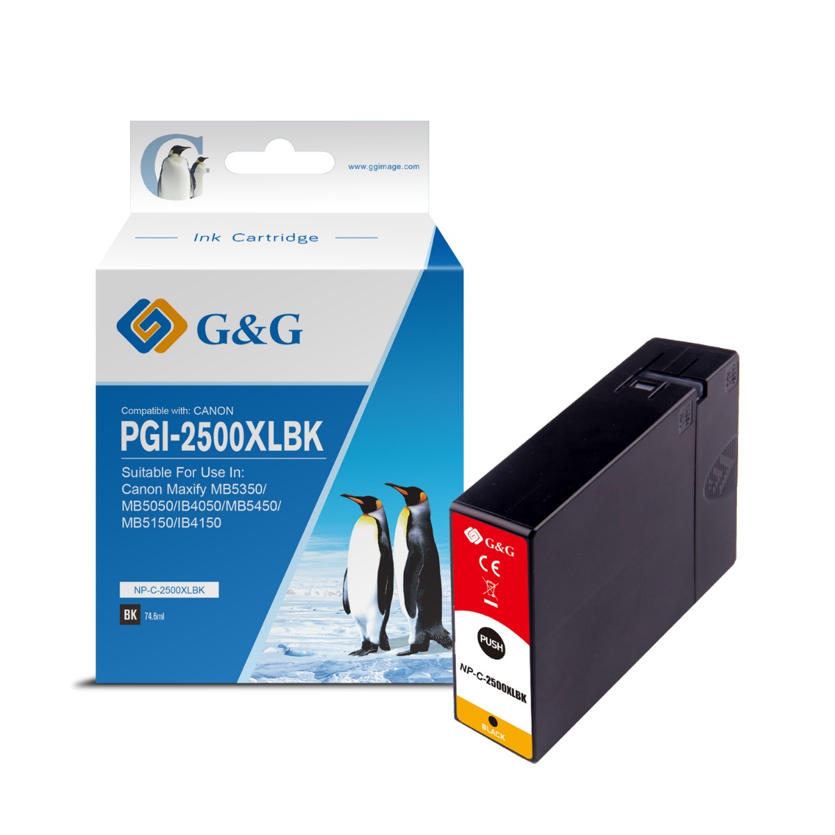 ГЛАВА ЗА CANON MAXIFY MB 5350/5050/IB 4050 - HIGH CAPACITY - Black - ink cartridge - /2500/ - PGI-2500XLBK (PGI2500XLBK) - 9254B001 - PN NP-C-2500XLBK(PG) - G&G