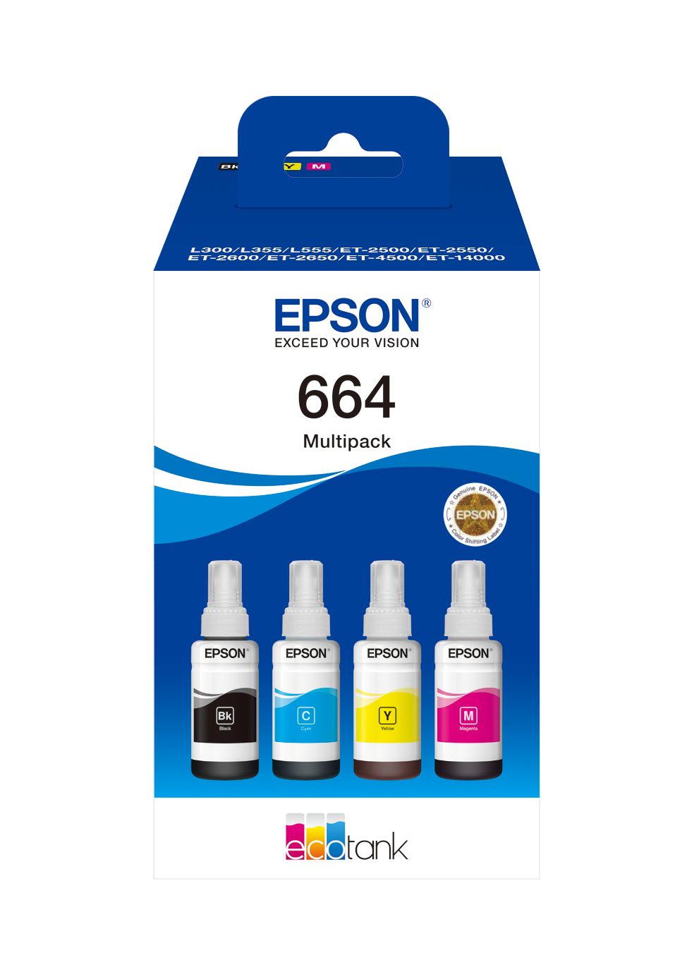 Комплект 4 бутилки мастило за Epson Expression ET-2500 Series/EcoTank L380/L550/L360/L350/L480 Series - Ink - /664/ - C13T664640 - BK/C/M/Y - PN C13T664640