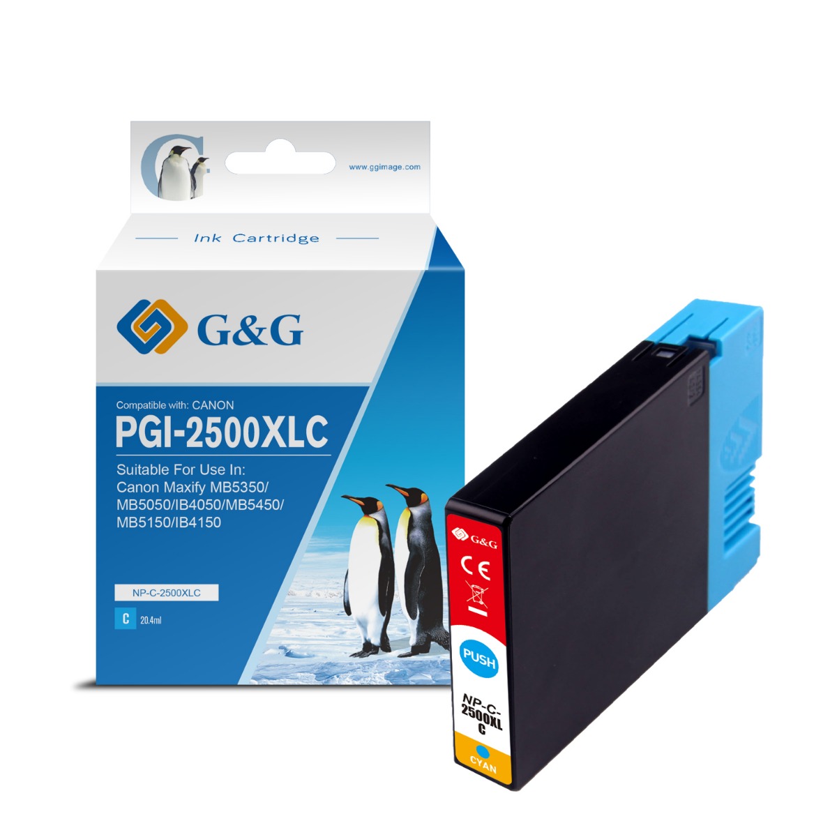ГЛАВА ЗА CANON MAXIFY MB 5350/5050/IB 4050 - HIGH CAPACITY - Cyan -  ink cartridge - /2500/ - PGI-2500XLC (PGI2500XLC) - 9265B001 - PN NP-C-2500XLC(PG) - G&G