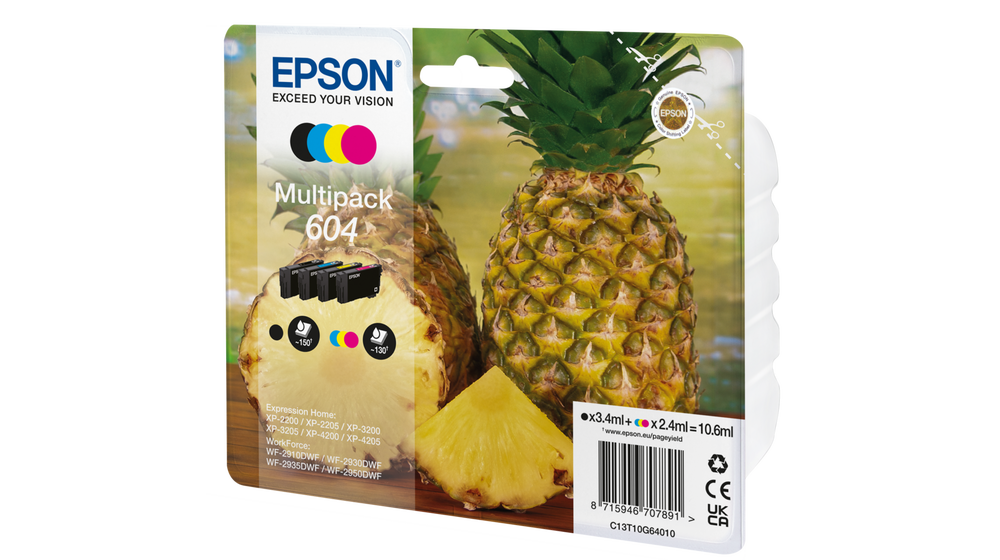 Комплект 4 глави за Epson WorkForce WF2930 Series/Expression Home XP2200/XP3200/XP4200 Series - Ink - T10G64 / C13T10G64010 - BK/C/M/Y - Multipack - PN C13T10G64010