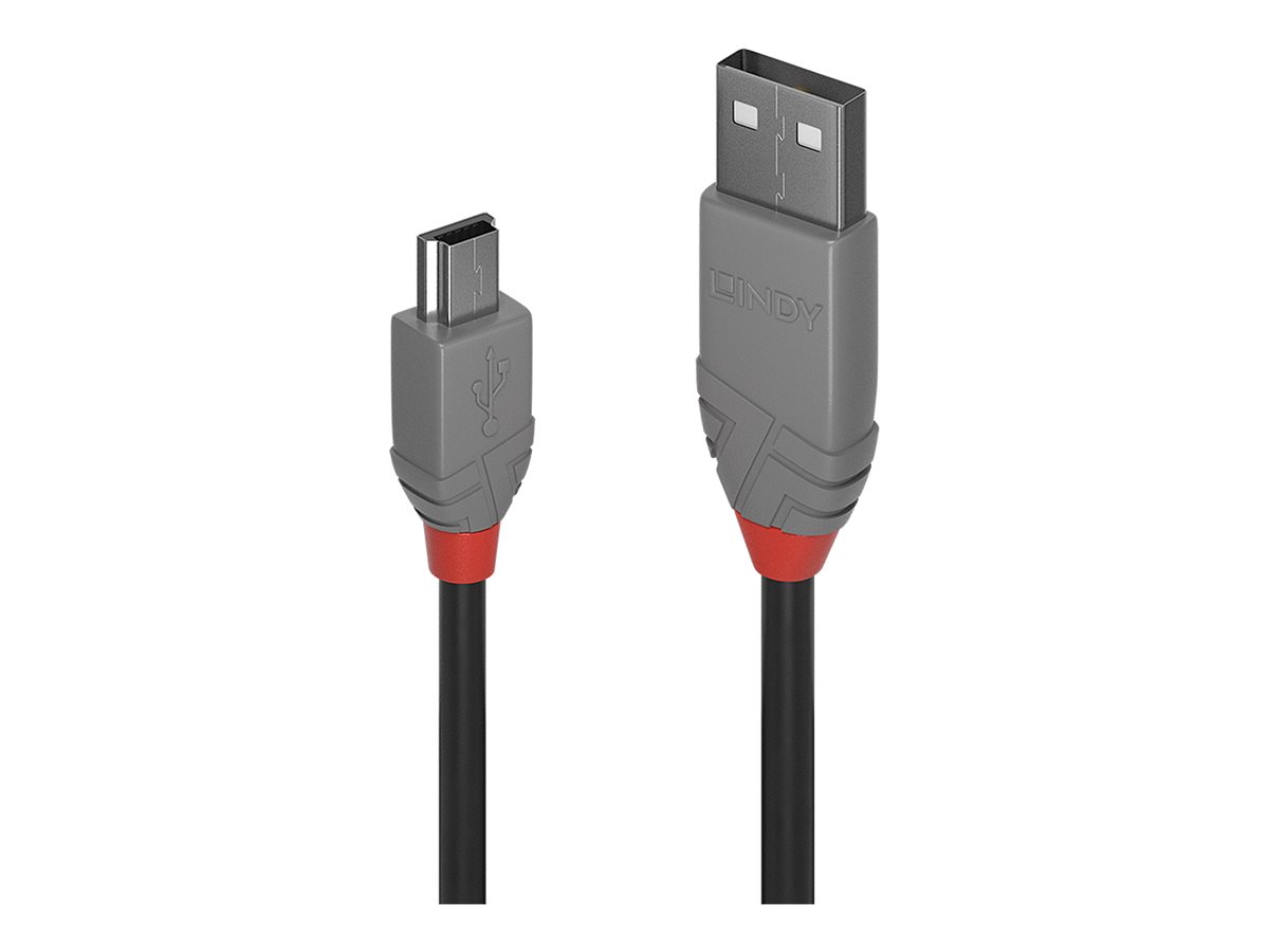 КАБЕЛ USB LINDY - USB-A to mini USB - USB 2.0 Type A to Mini-B Cable - Anthra Line - 2,0 m - Black - PN 36723