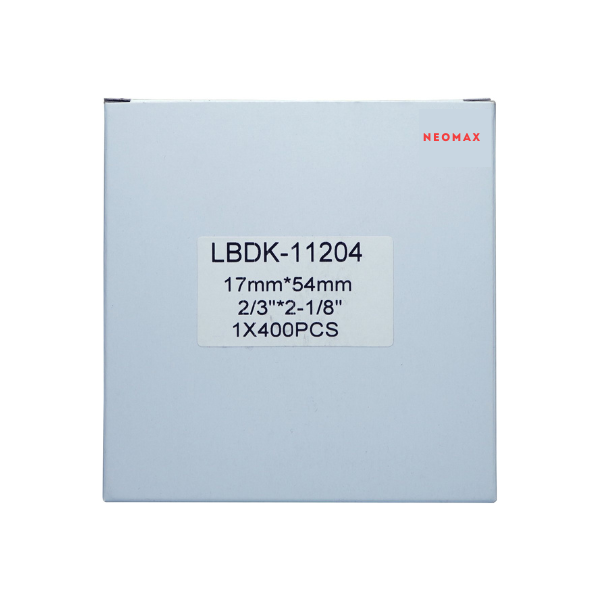 ЛЕНТА ЗА ЕТИКЕТНИ ПРИНТЕРИ BROTHER ТИП QL - MULTI PURPOSE LABEL - 17 mm x 54 mm x 400 - DK11204 (DK-11204) - PN LB-11204 - NEOMAX