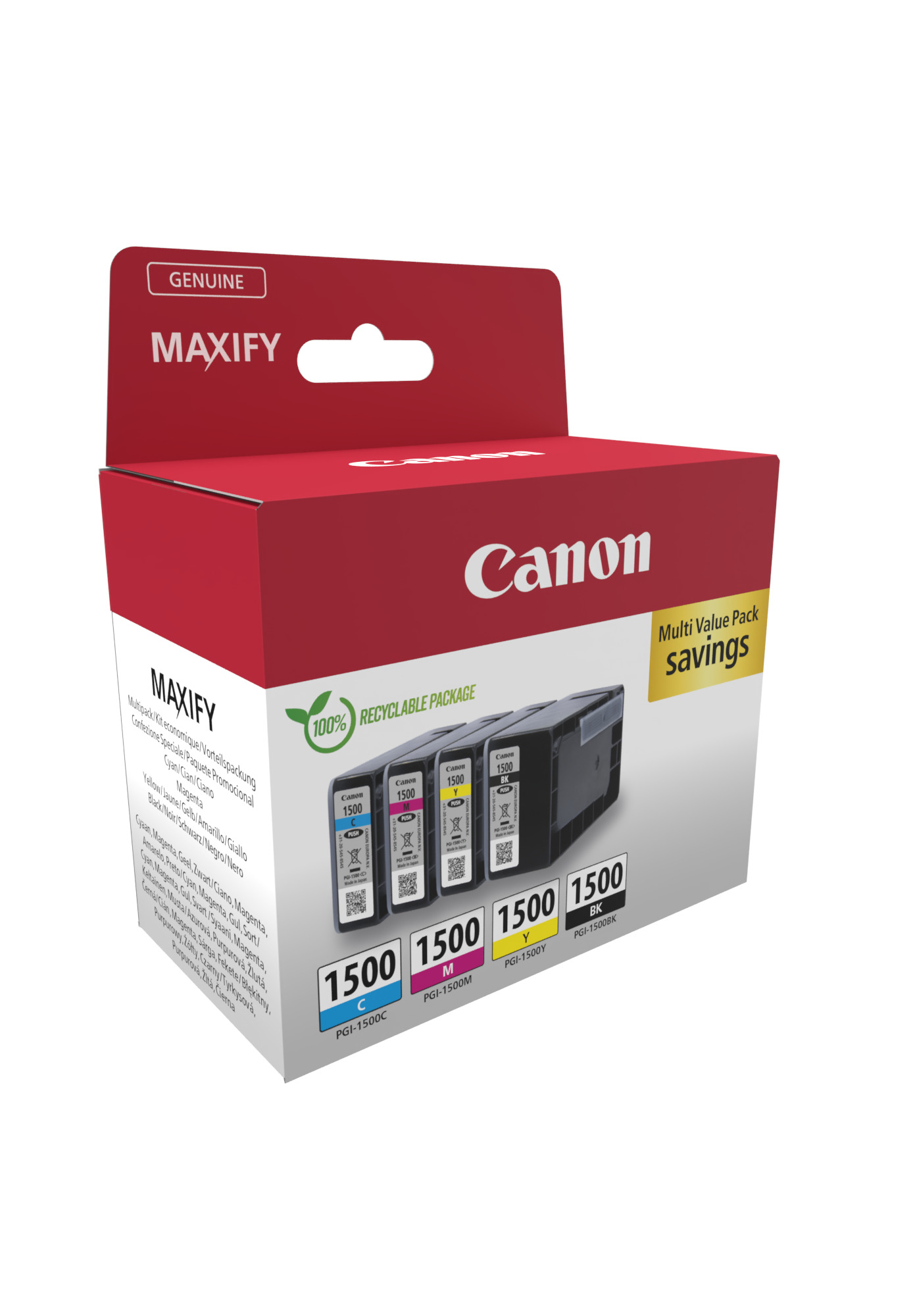Комплект 4 глави за Canon Maxify MB2000/MB2100/MB2300/MB2700 Series - Ink - PGI1500 (PGI-1500) / 9218B006 - BK/C/M/Y - PN 9218B006
