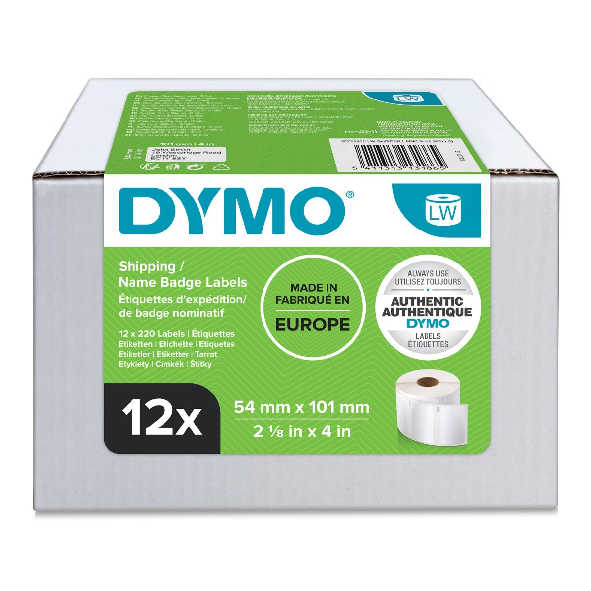 Лента за етикетни принтери Dymo Label L13186 / S0722420 - White - 12-Pack - PN S0722420