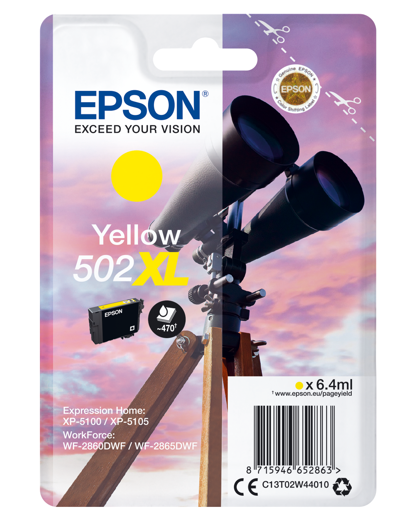 Глава за Epson Expression Home XP5100 Series - Ink - /502XL/ / C13T02W44010 - Yellow - PN C13T02W44010