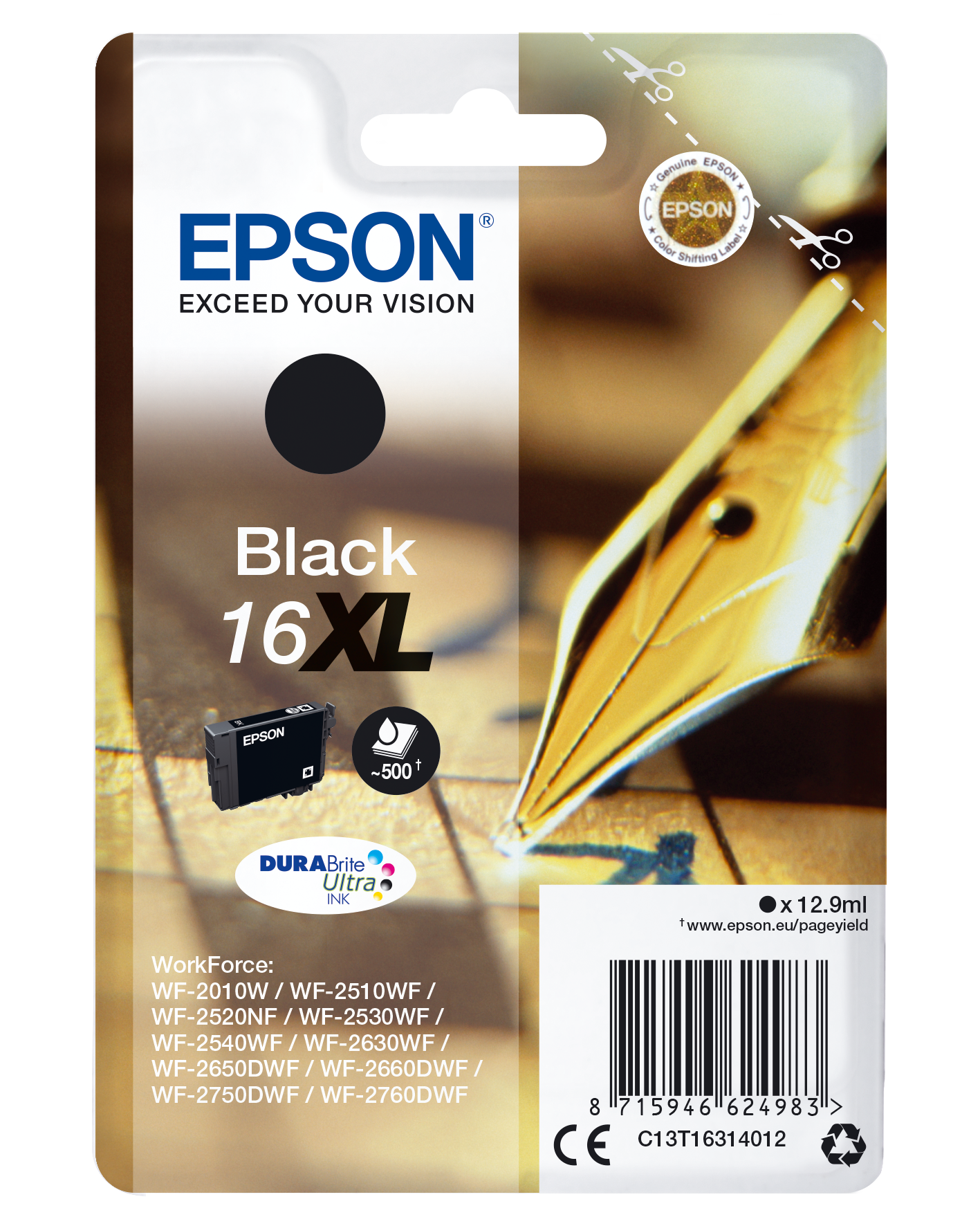 Глава за Epson WorkForce WF-2500 Series - Ink - /16XL/ / C13T16314012 - Black - XL - PN C13T16314012