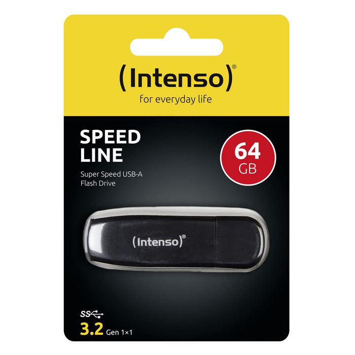 ФЛАШ ПАМЕТ Intenso USB flash drive Speed Line - USB 3.2 Gen 1 - 64 GB - Black - PN 3533490