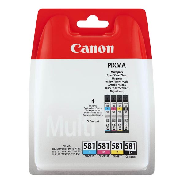КОМПЛЕКТ 4 ГЛАВИ ЗА CANON PIXMA TR 7550/8550/TS 6150/6151/8150/8151/8152/9150/9155 - Multipack - 4 ink tanks - /581/ - C/MY/B - CLI581BK (CLI-581BK)/CLI581C (CLI-581C)/CLI581M (CLI-581M)/CLI581Y (CLI-581Y) - PN 2103C004