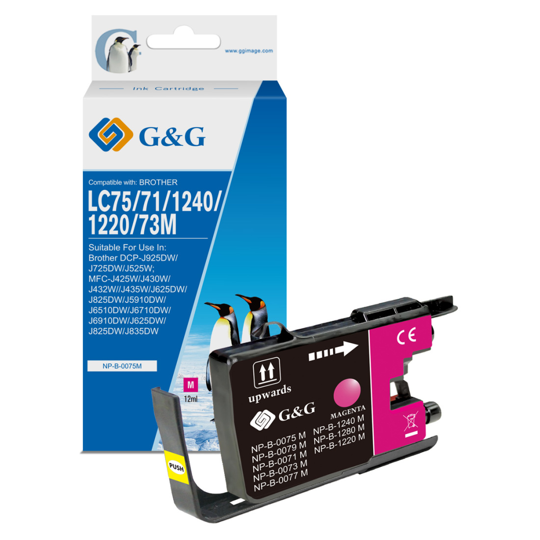УНИВЕРСАЛНА ГЛАВА ЗА BROTHER MFC J6510/J6710/J6910 - Magenta - LC1240M (LC-1240M) / LC75M (LC-75M) - PN NP-B-0075M - G&G