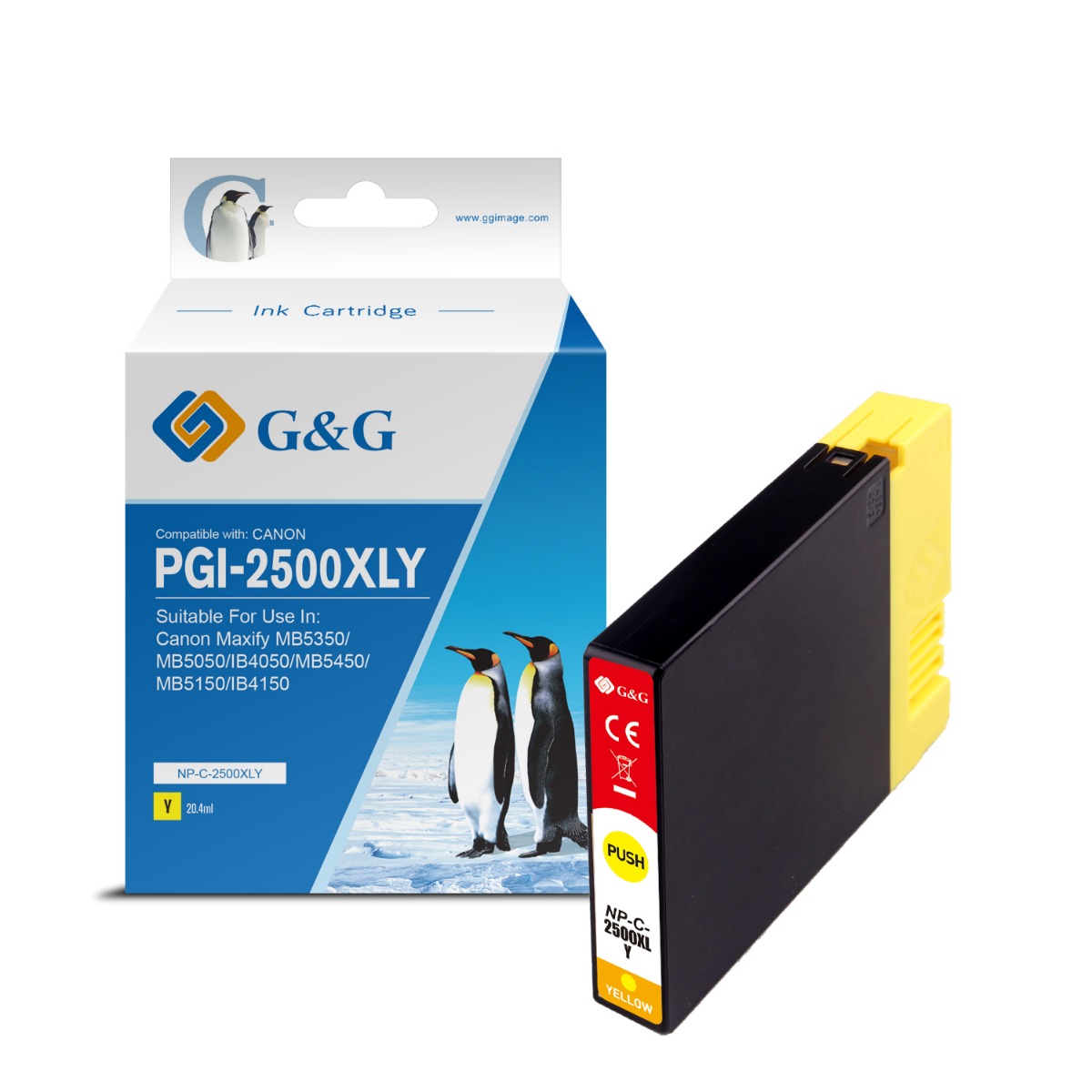 ГЛАВА ЗА CANON MAXIFY MB 5350/5050/IB 4050 - HIGH CAPACITY - Yellow - ink cartridge - /2500/ - PGI-2500XLY (PGI2500XLY) - 9267B001 - PN NP-C-2500XLY(PG) - G&G