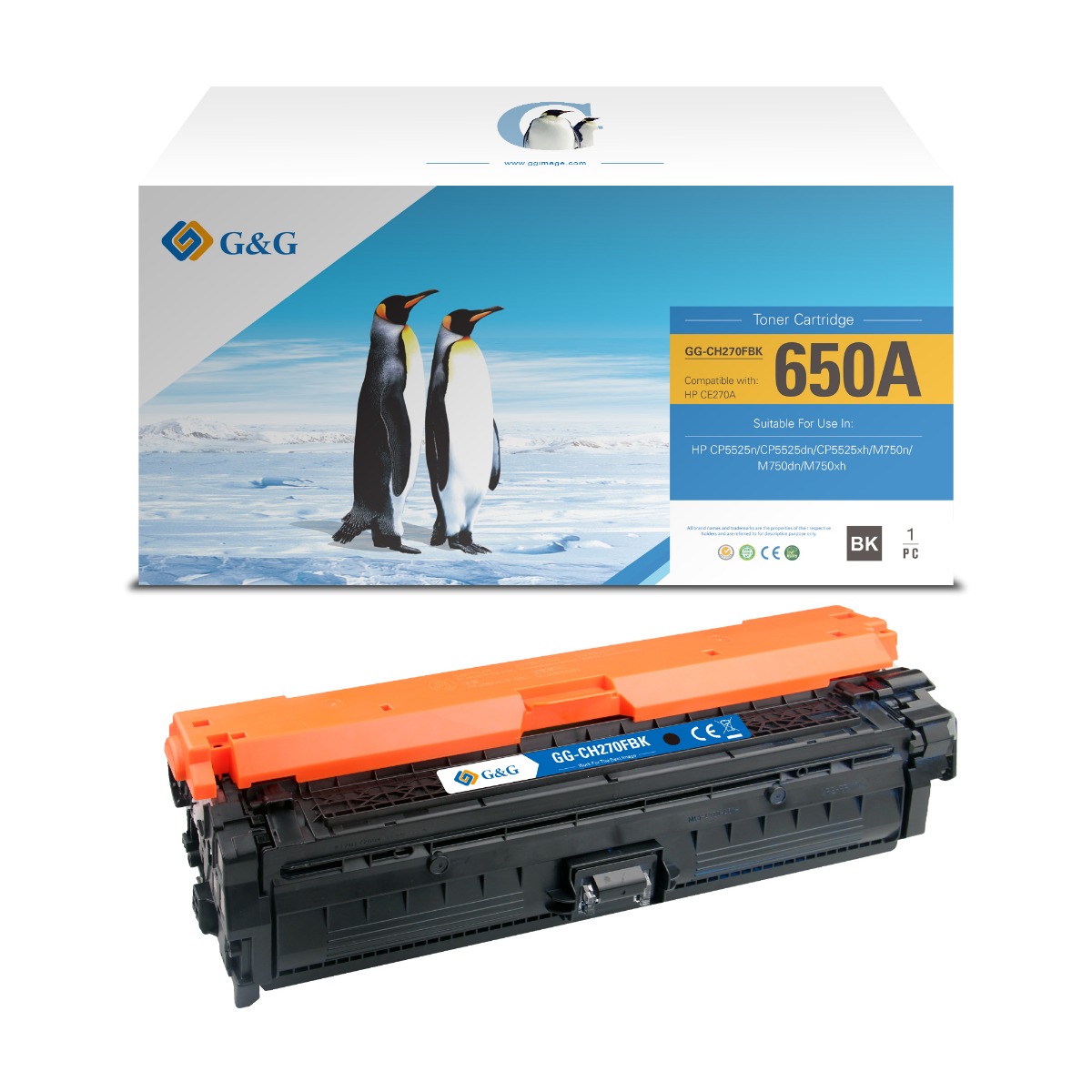 КАСЕТА ЗА HP Color Laserjet CP5520 - /650A/ - CE270A - Black - PN NT-CH270FBK - G&G