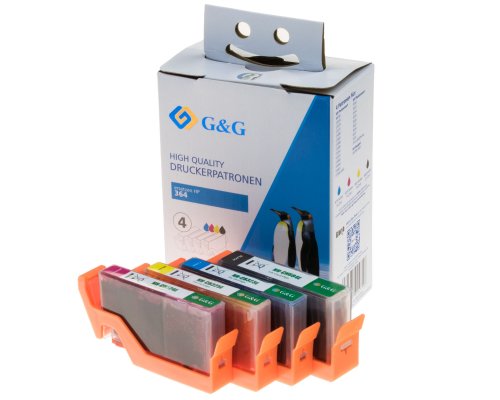 КОМПЛЕКТ 4 ГЛАВИ ЗА HEWLETT PACKARD Photosmart C5380/C6380/D5460/Photosmart Pro B8550 - HIGH CAPACITY - /364XL/ - CN684E/CB323E/CB324E/CB325E - PN NP-H684EXLBK PACK - G&G