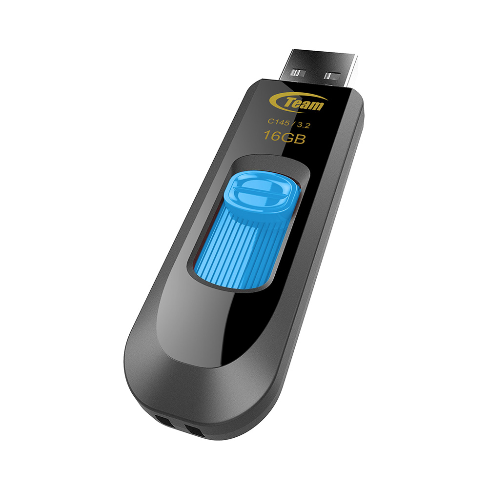 ФЛАШ ПАМЕТ Team Group C145 - USB Typ-A 3.2 Gen 1 - 16 GB - Black/Blue - PN TC145316GL01