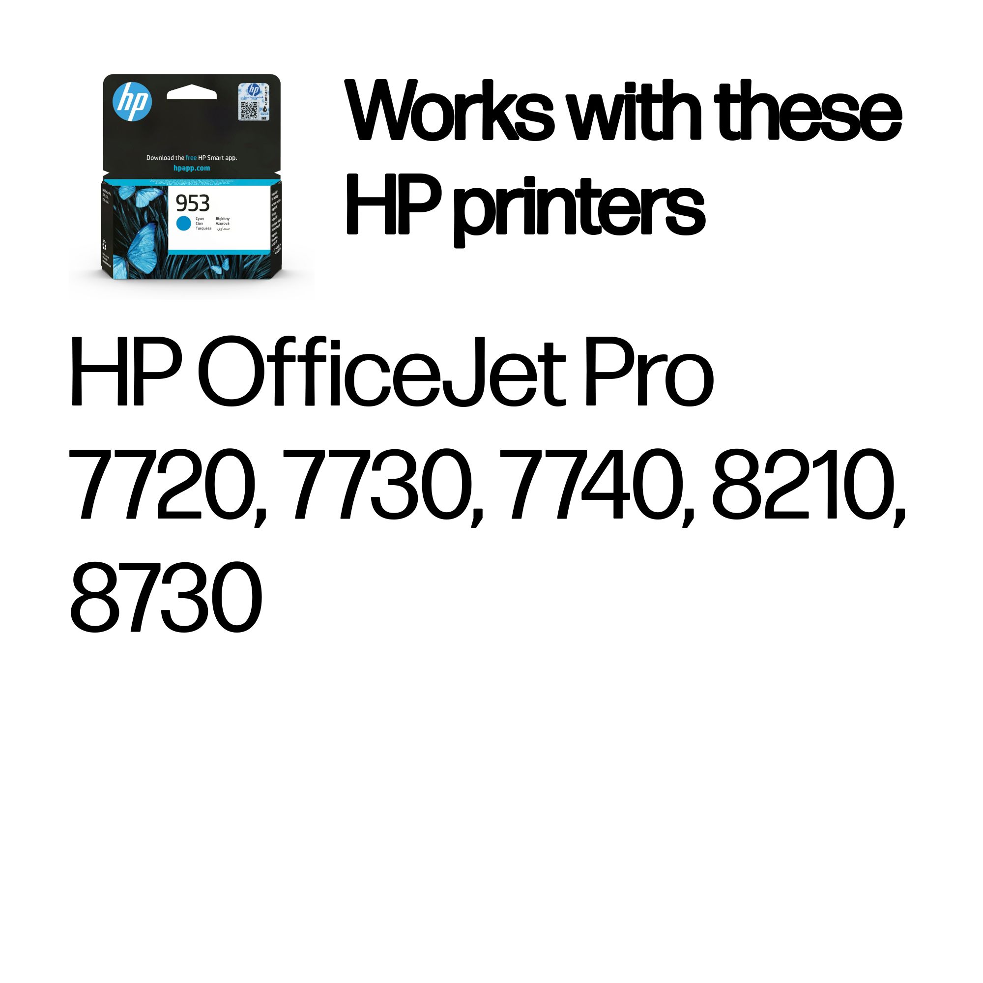 Глава за HP OfficeJet Pro 7700/8720/8200 Series - Ink - /953/ / F6U12AE - Cyan - PN F6U12AE