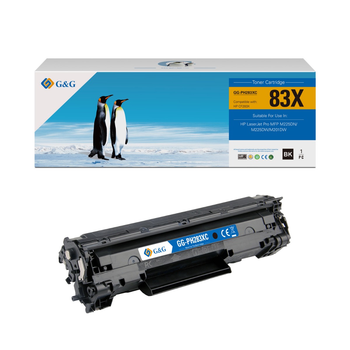 УНИВЕРСАЛНА КАСЕТА ЗА HP Laserjet Pro M125/М127/M201/M225/CANON Image Class MF 229dw/226dn/216n/224dw/222dw/217w/211/212w/227dw - Black - /83X/ - /83A/ - CF283X/CF283A/CRG737 (CRG-737) - PN NT-PH283XCU - G&G