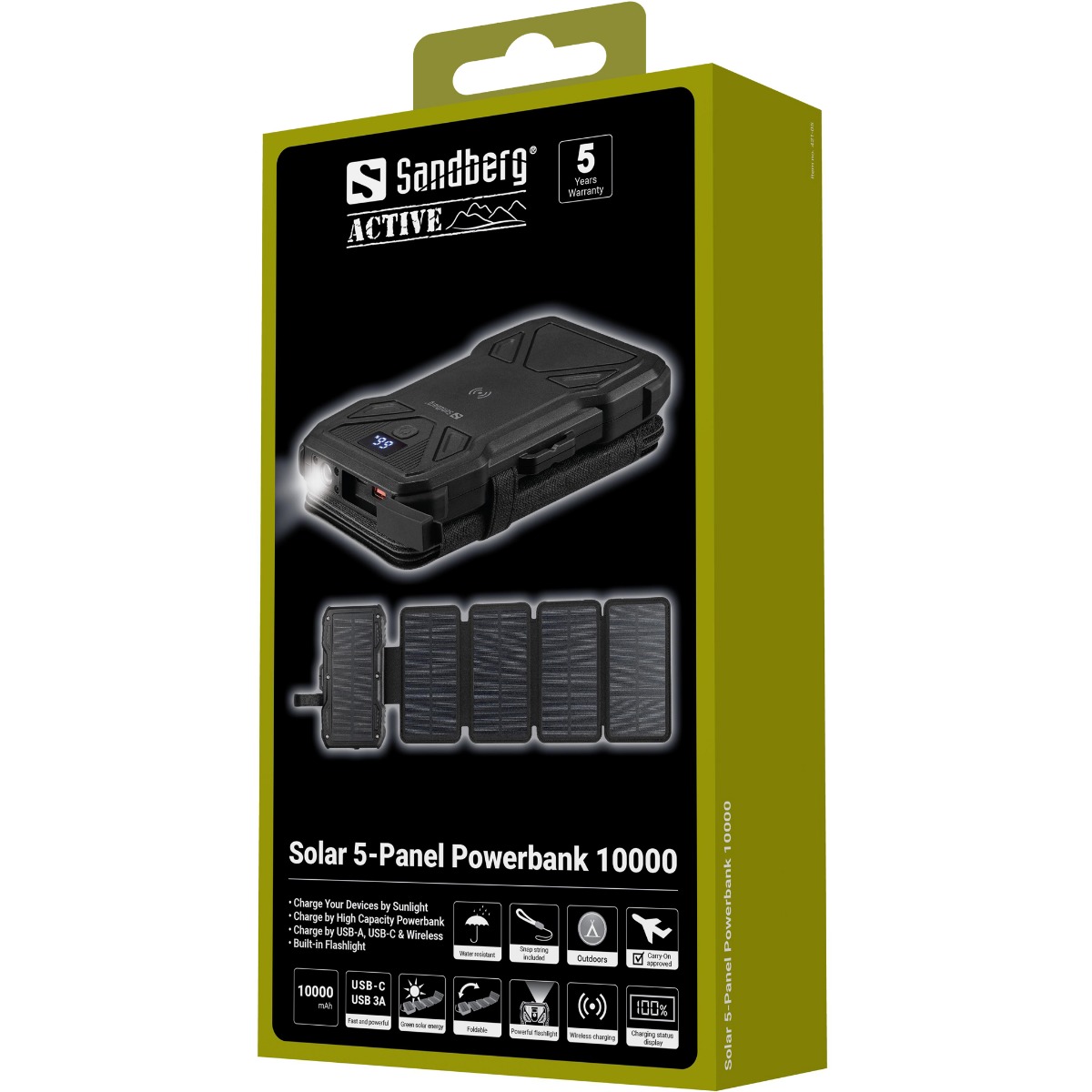 ПРЕНОСИМА СОЛАРНА БАТЕРИЯ SANDBERG 10000 mAh - Black - PN 421-05