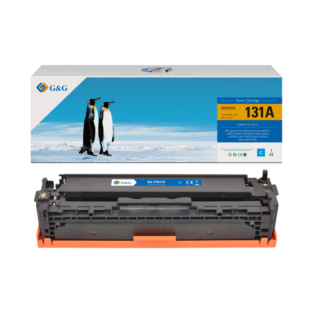 УНИВЕРСАЛНА КАСЕТА ЗА HP LaserJet Pro 200 Color M251/M276 series/CANON LBP 7100/7110/8230/8280 - Cyan - CF211A/CRG-731C (CRG731C) - PN NT-CH211QFC/NT-PH211C - G&G