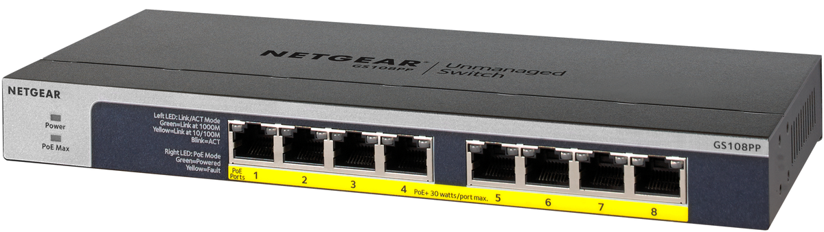 Суич Netgear Switch GS108PP / GS108PP-100EUS Black - PN GS108PP-100EUS