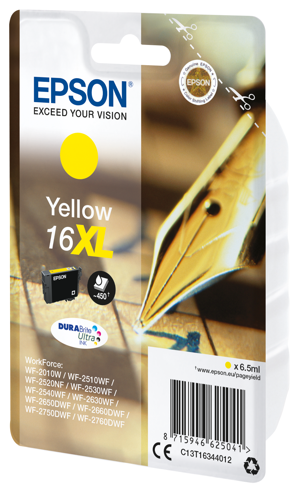 Глава за Epson WorkForce WF-2500 Series - Ink - /16XL/ / C13T16344012 - Yellow - XL - PN C13T16344012