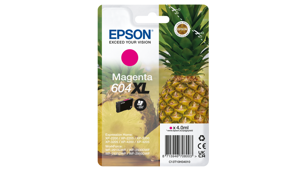 Глава за Epson WorkForce WF-2930/Expression Home XP-4200/XP-3200/XP-2200 Series - Ink - /604XL/ / C13T10H34010 - Magenta - XL - PN C13T10H34010
