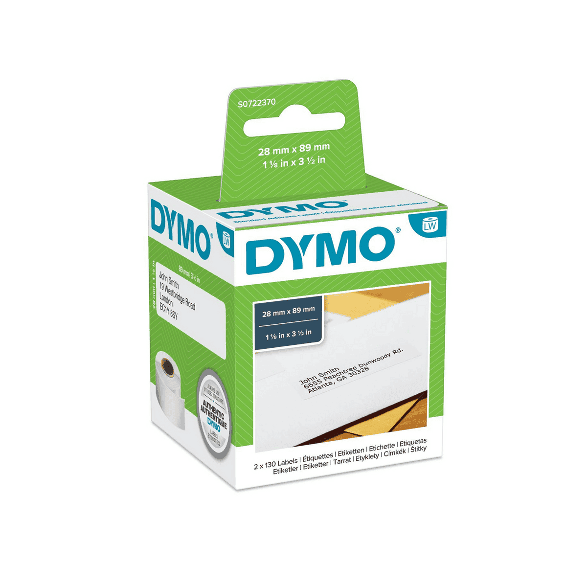 Етикети за етикетни принтери Dymo Label 99010 / S0722370 - Black on White - Double pack - PN S0722370