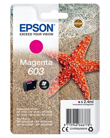 Глава за Epson Expression Home XP-2100/XP-3100/XP-4100 Series - Ink - /603/ / C13T03U34010 - Magenta - PN C13T03U34010