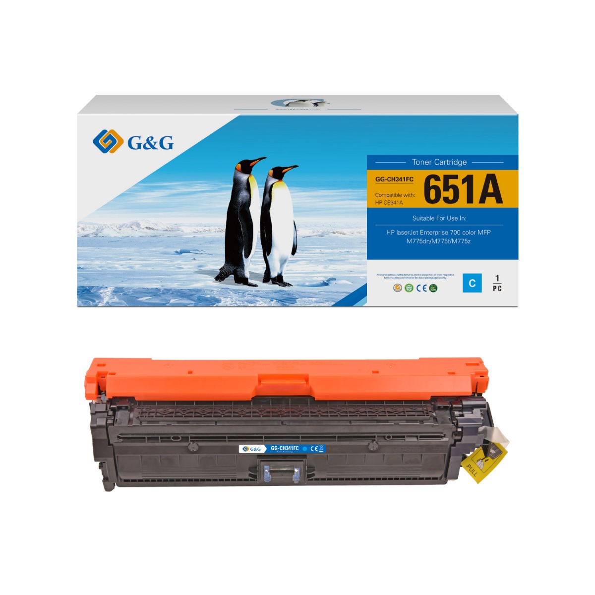 КАСЕТА ЗА HP LaserJet Enterpise 700 Color/MFP M775 Series - /651A/ - Cyan - CE341A - PN NT-CH341FC - G&G