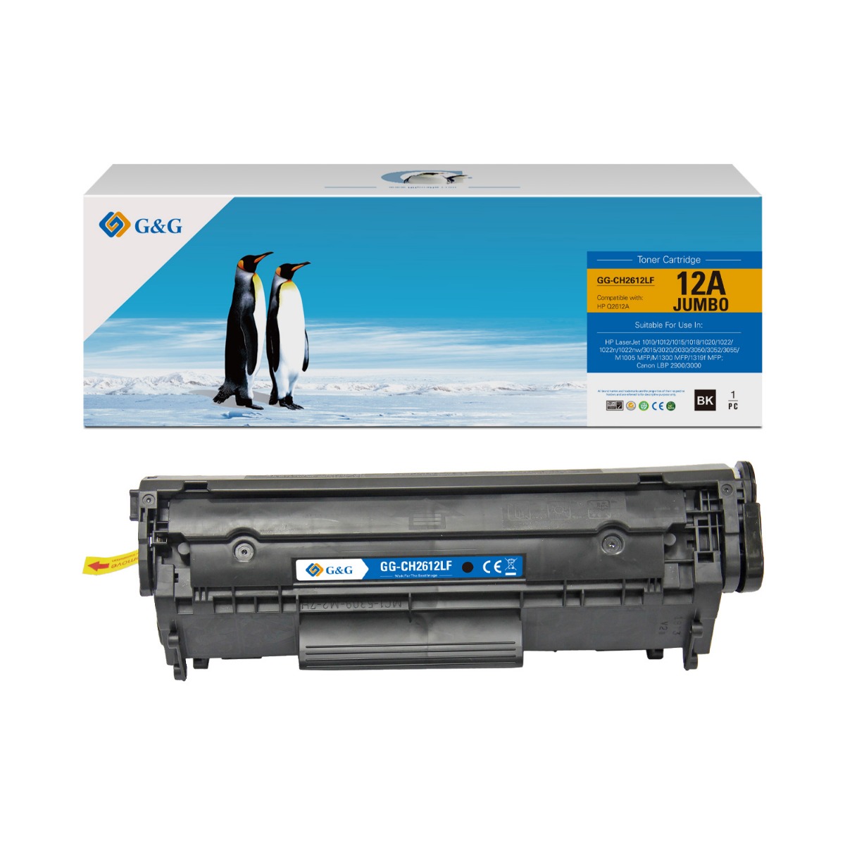 УНИВЕРСАЛНА КАСЕТА (JUMBO) ЗА HP Laserjet 1010/1012/1015/1018/1020/1022/M1319 MFP - Q2612A / CRG-703 (CRG703) / FX-10 (FX10) - /12A/ - EXTRA HIGH CAPACITY - Black - PN NT-CH2612LF - G&G