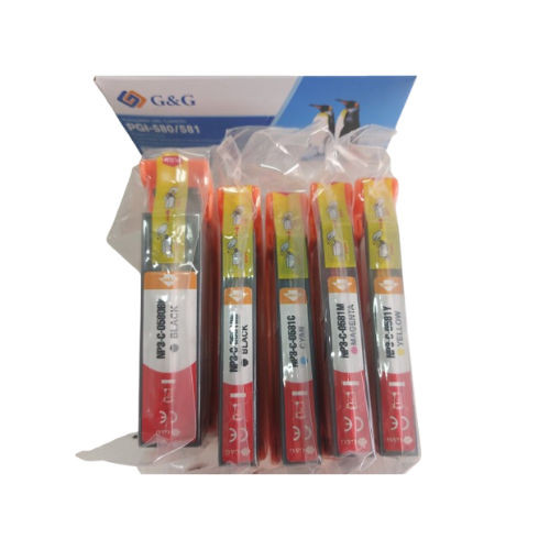 КОМПЛЕКТ 5 ГЛАВИ ЗА CANON PIXMA TR7550/TR8550/TS6150/TS6151/TS8150/TS8151/TS8152/TS9150/TS9155 - PGI-580BK/CLI-581BK/CLI-581C/CLI-581M/CLI-581Y - C/MY/B - PN NP-3C-0580BK/581BK/C/M/Y - 5 PCS PACK - G&G