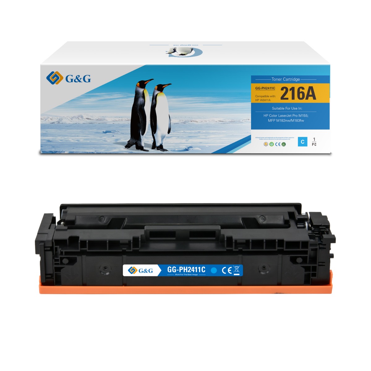 КАСЕТА ЗА HP Color Laserjet PRO M155/MFP M182nw/M183fw - Cyan - /216A/ - W2411A - PN NT-PH2411C - G&G