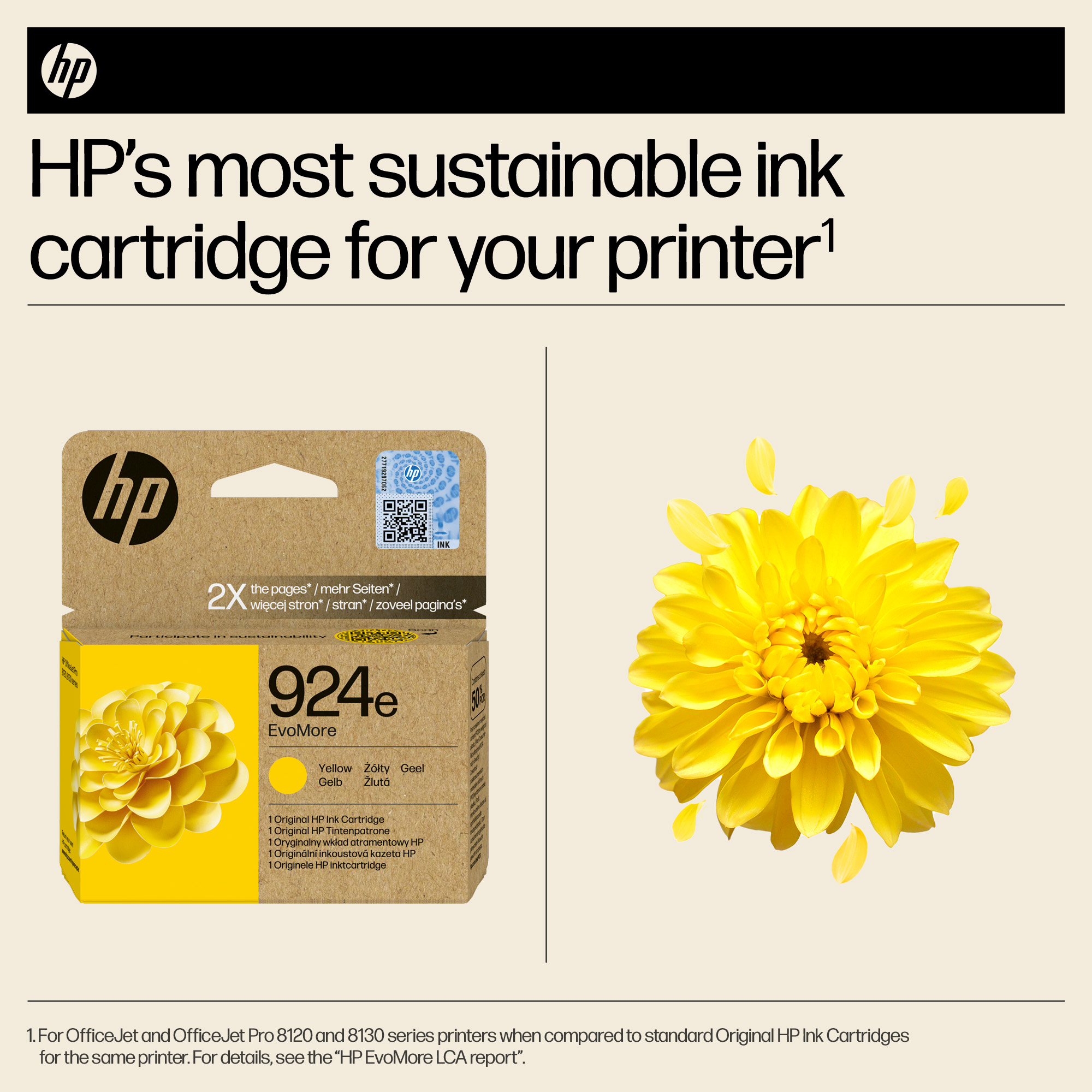 Глава за HP OfficeJet Pro 8139e/8120/8138e/8120e - Ink - /924E/ / 4K0U9NE - Yellow - XL - PN 4K0U9NE