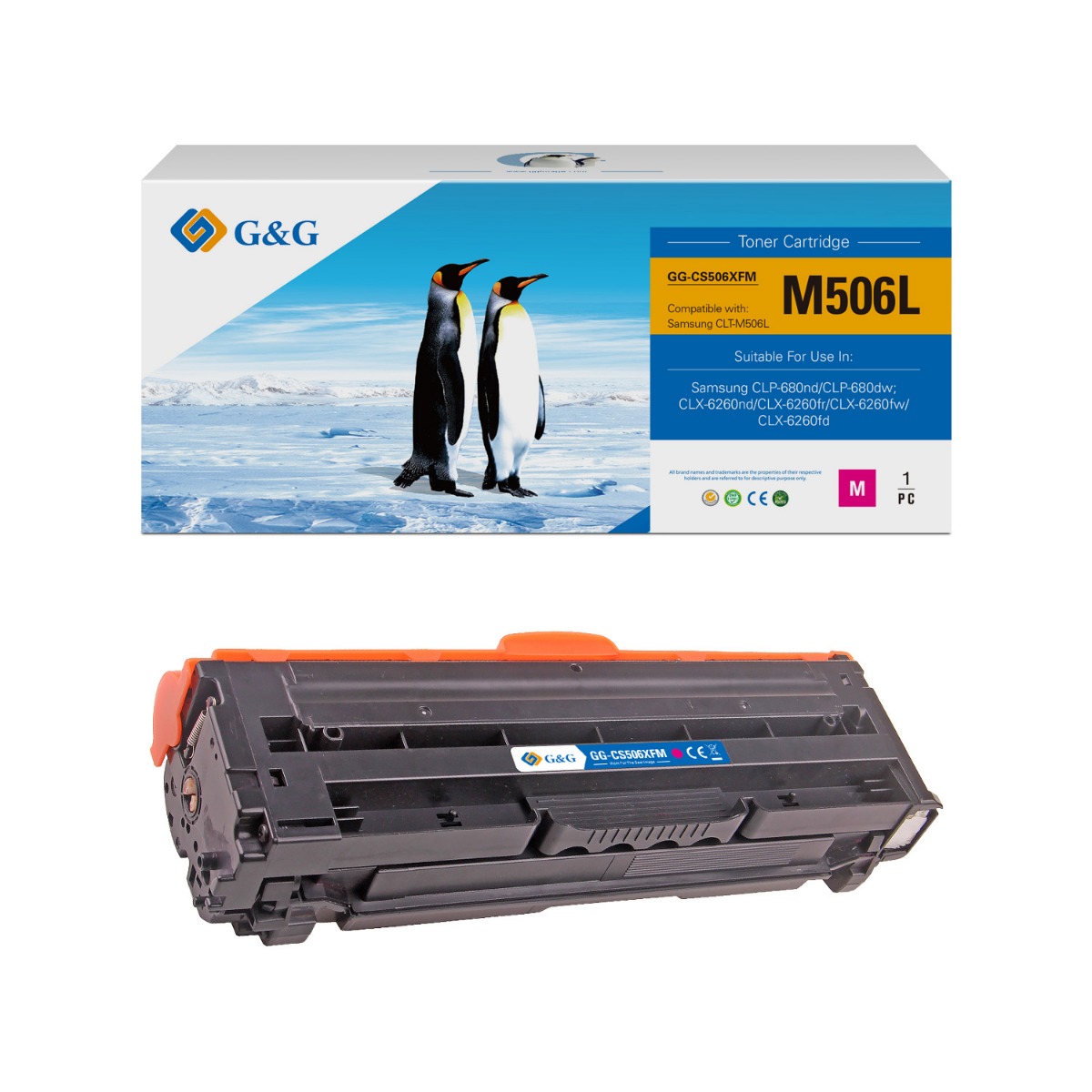 КАСЕТА ЗА SAMSUNG CLP680/CLX6260 - HIGH CAPACITY - Magenta - CLT-M506L (CLTM506L) - SU307A - PN NT-CS506XMJJ/NT-CS506XFM - G&G