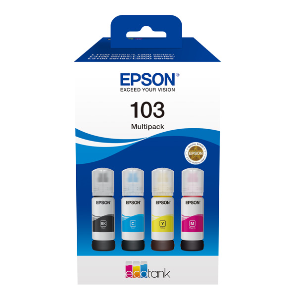 КОМПЛЕКТ 4 БУТИЛКИ МАСТИЛО ЗА EPSON  EcoTank L1110/L3100/L3101/L3110/L3150/L5190 - /103/ - Multipack - BK/C/M/Y - 4 x 70 ml - PN C13T00S64A 