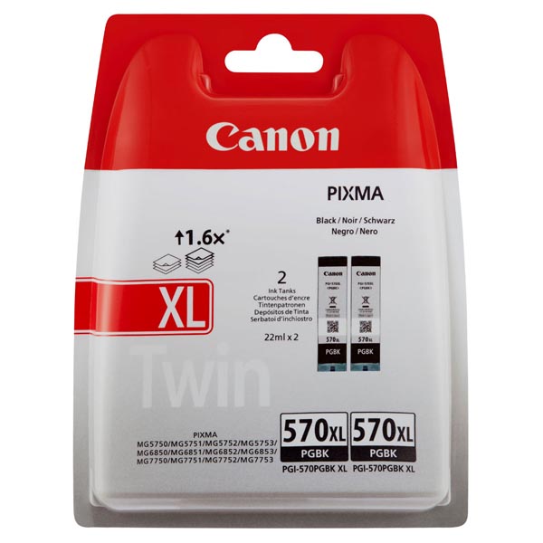 КОМПЛЕКТ 2 ГЛАВИ ЗА CANON PIXMA MG 5700/5750/5751/5752/5753/6800/6850/6851/6852/6853/7700/7750/7751/7752/7753/TS 5055/6052/5050/5051/5052/6050/6051/8050/8051/8052/8053/9050/9051/9052/9055 - HIGH CAPACITY - Black - PGI-570XLPGBKTW - PN 0318C001