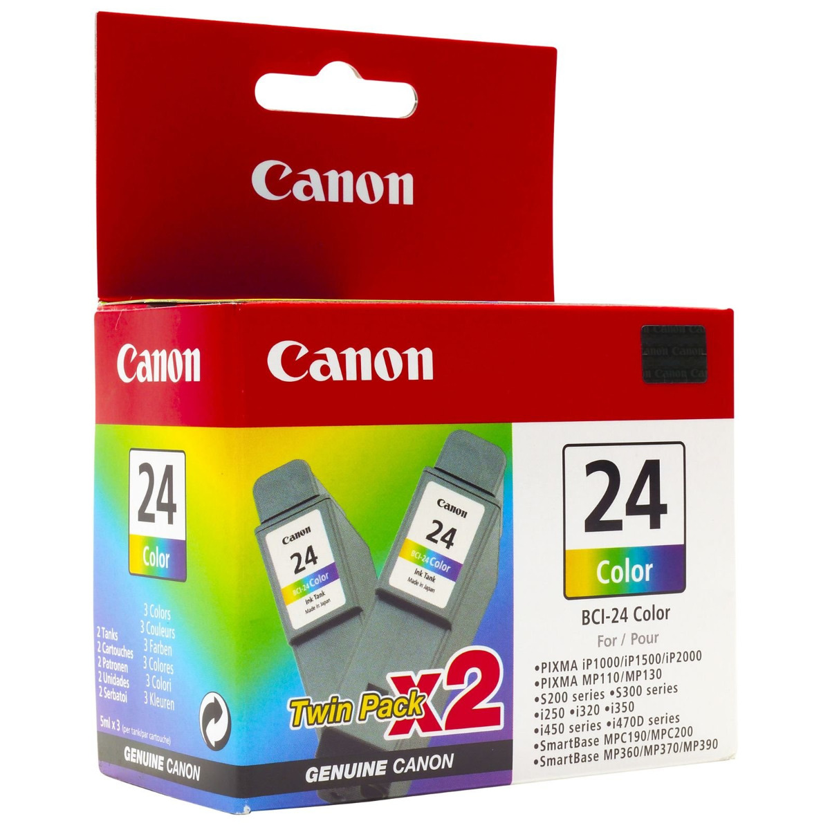КОМПЛЕКТ 2 ГЛАВИ ЗА CANON iP 1000/1500/2000/S200/300/i250/320/450 - Color - TWIN PACK - BCI-24C (BCI24C) - PN 6882A009