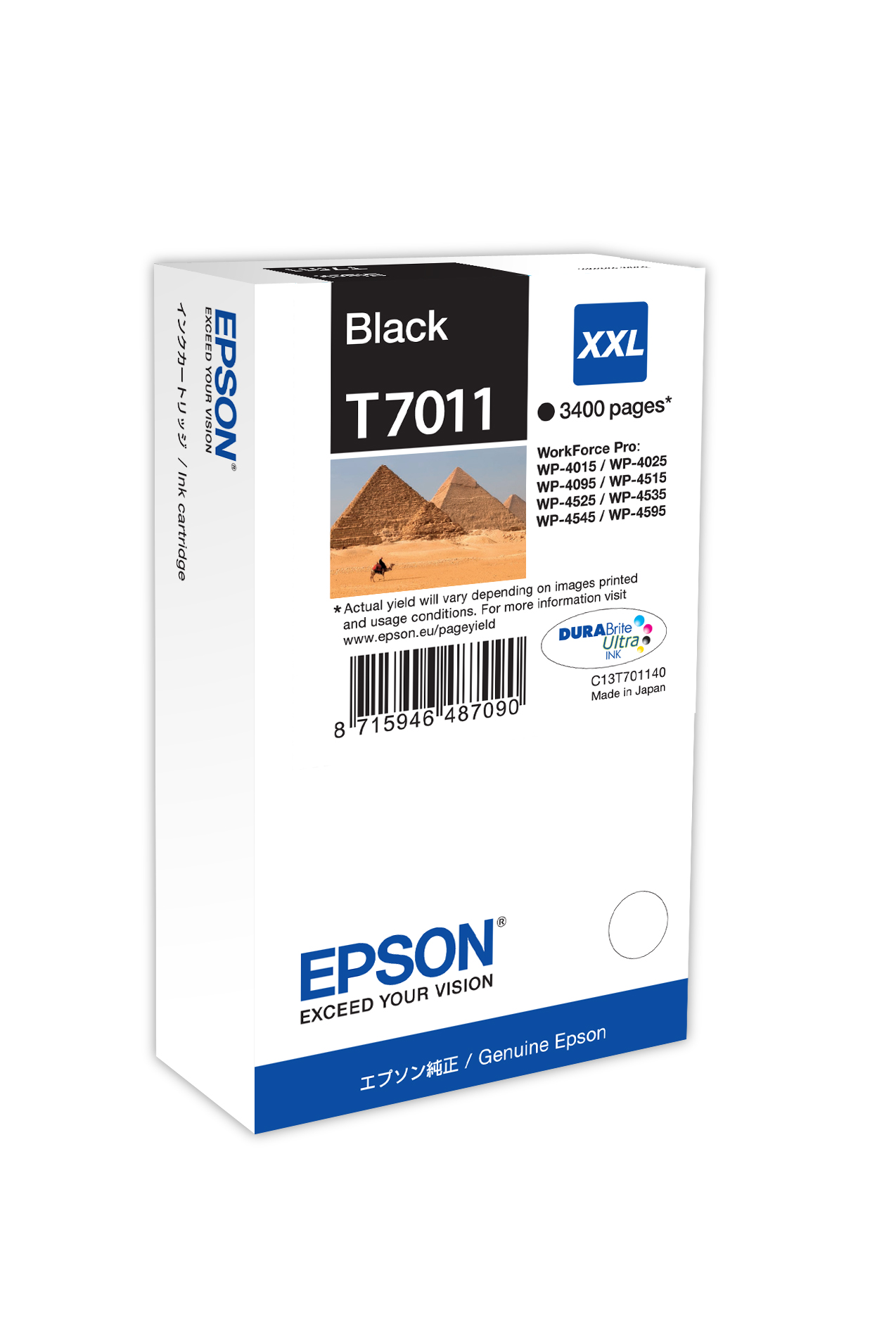 Глава за Epson WorkForce Pro WP-4095/WP-4015 - Ink - T7011 / C13T70114010 - Black - XXL - PN C13T70114010