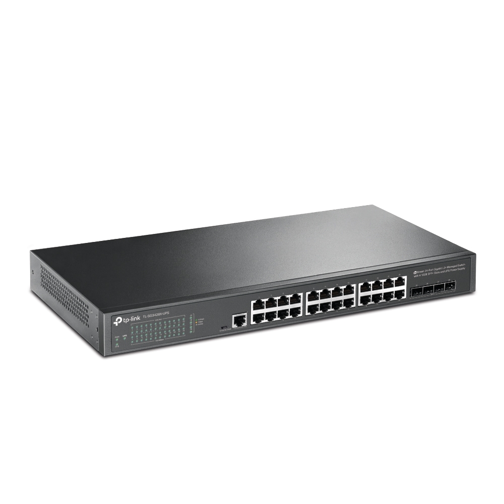 Суич TP-LINK Switch SG3428X-UPS / TL-SG3428X-UPS - Black - PN TL-SG3428X-UPS