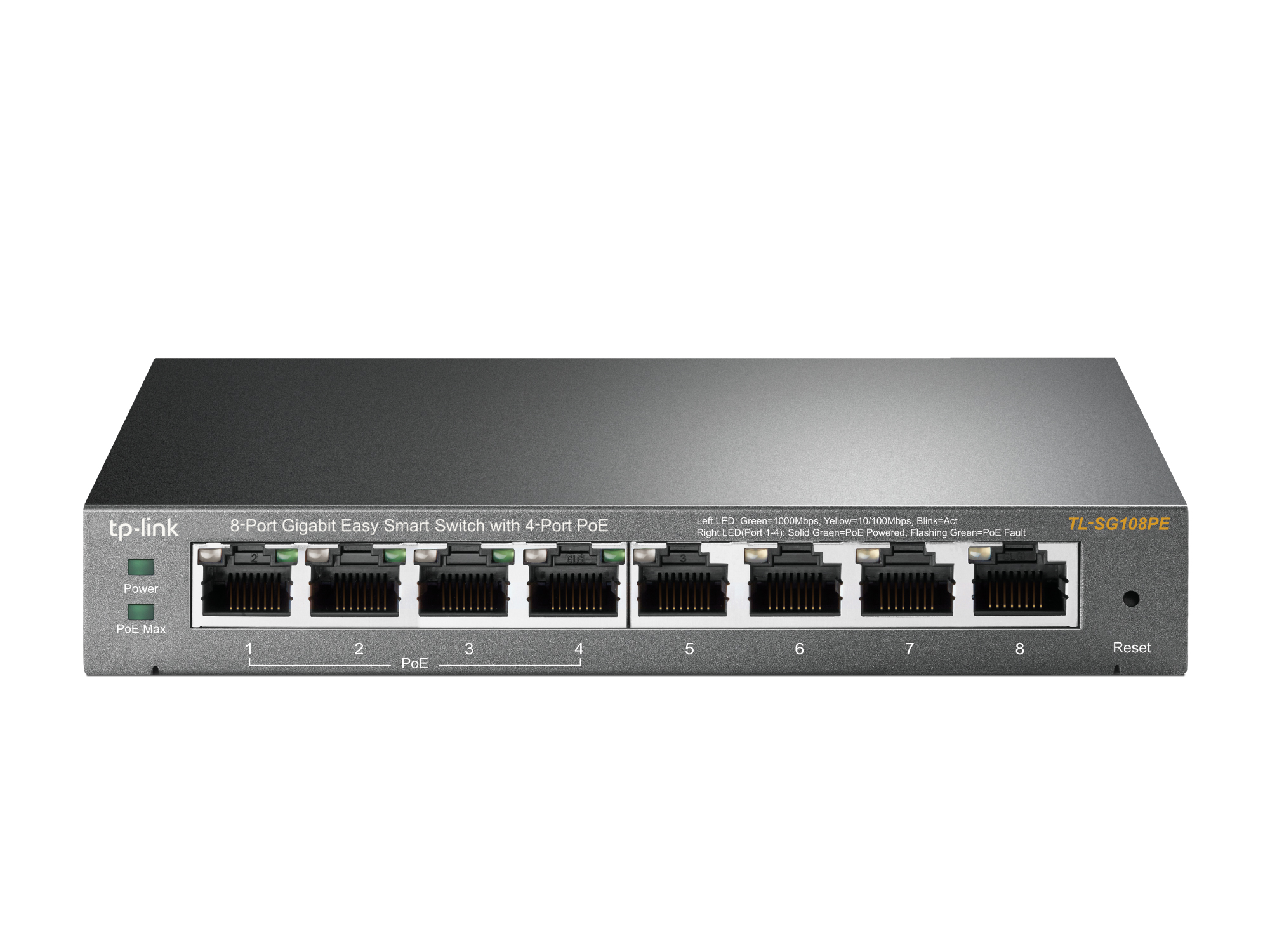 Суич TP-LINK Switch TL-SG108PE / TL-SG108PE - White - PN TL-SG108PE
