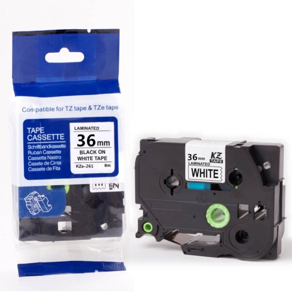 ЛЕНТА ЗА ЕТИКЕТНИ ПРИНТЕРИ BROTHER ТИП TZ - 36 mm x 8,00 m - BLACK ON WHITE TAPE - PN TZE261 (TZE-261)