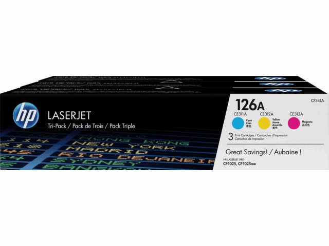КОМПЛЕКТ 3 КАСЕТИ ЗА HP Color Laserjet CP1025/CP1025NW  - TRIPLE PACK - C/M/Y - CE311A/CE312A/CE313A -  /126A/ - PN CF341AM