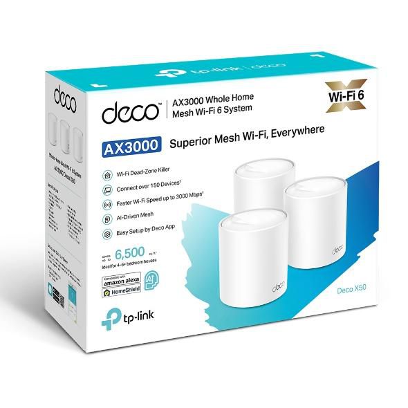 Безжична Wi-Fi система TP-LINK Mesh-WLAN-System X50 / Deco X50(3-pack) - White - 3-Pack - PN Deco X50(3-pack)