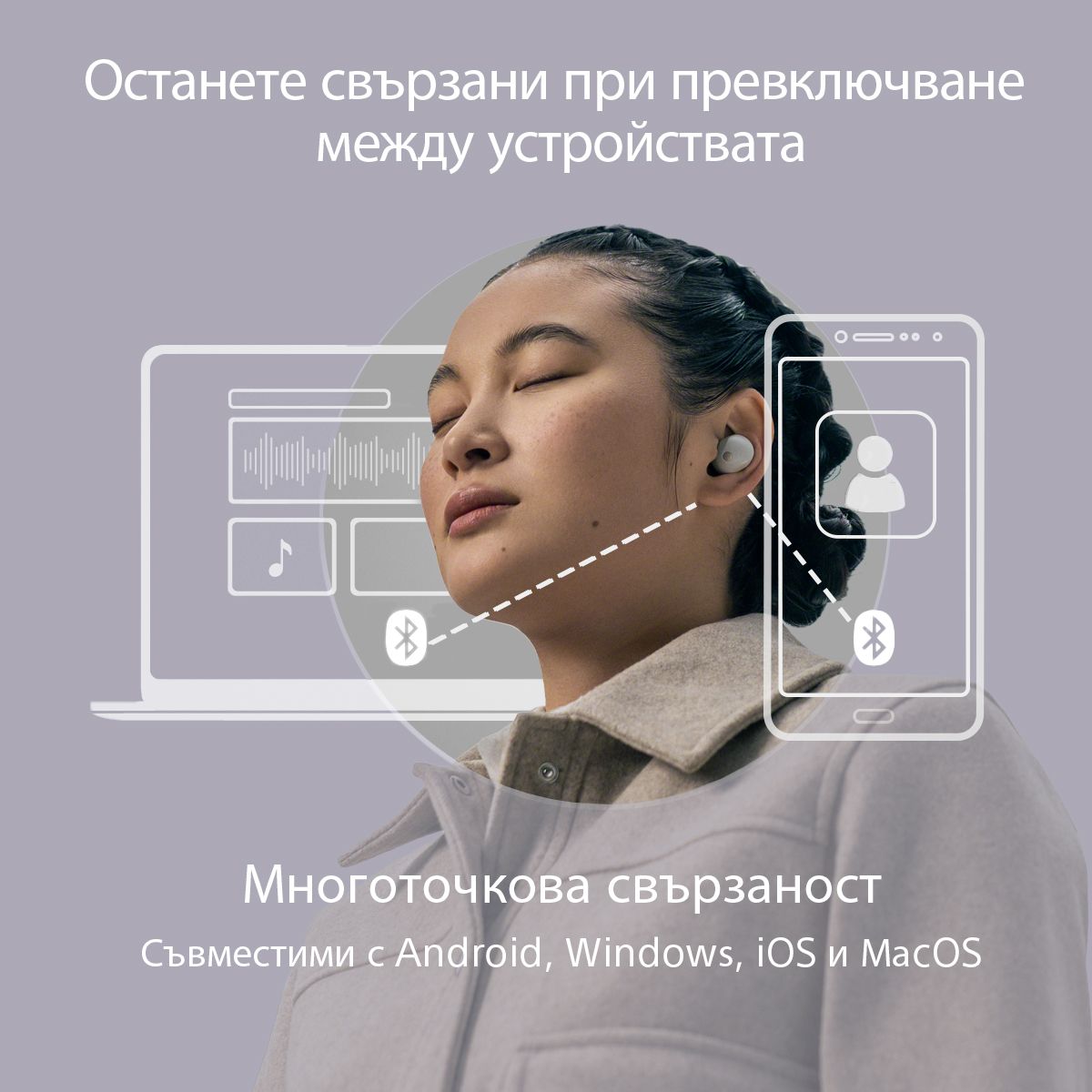 Слушалки Sony Headphones WF1000XM5S / WF1000XM5S.CE7 - Silver - PN WF1000XM5S.CE7