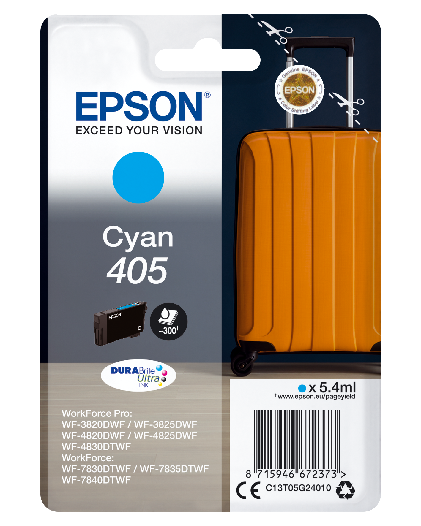 Глава за Epson WorkForce Pro WF-4800/WF-3800/WF-7800 Series - Ink - /405/ / C13T05G24010 - Cyan - PN C13T05G24010