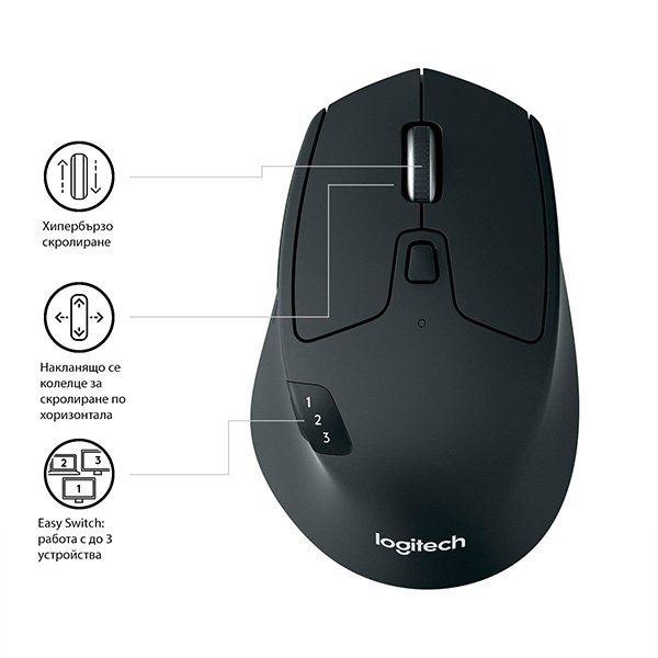МИШКА LOGITECH M720 - Wireless / Безжична - Black - PN 910-004791