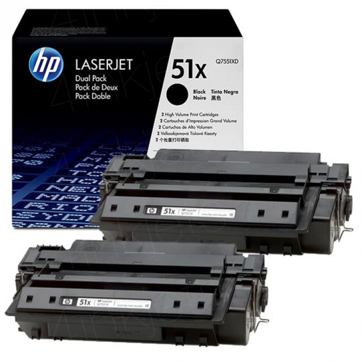 КОМПЛЕКТ 2 КАСЕТИ ЗА HP Laserjet P3005/M3035 MFP/M3027 MFP - HIGH CAPACITY - Black - /51X/ - TWIN PACK - PN Q7551XD