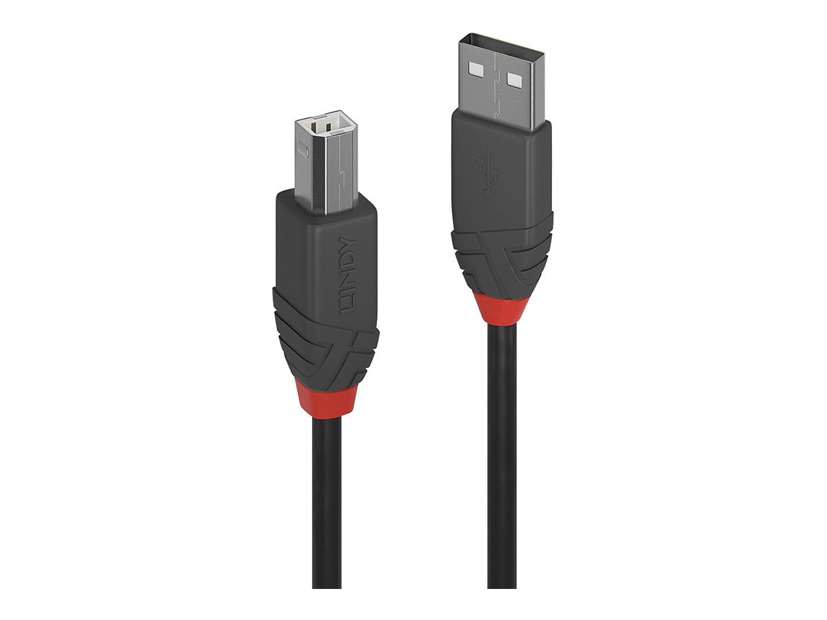 КАБЕЛ USB LINDY - USB to USB-B - USB 2.0 Type A to B Cable - Anthra Line - 3,0 m - Black - PN 36674